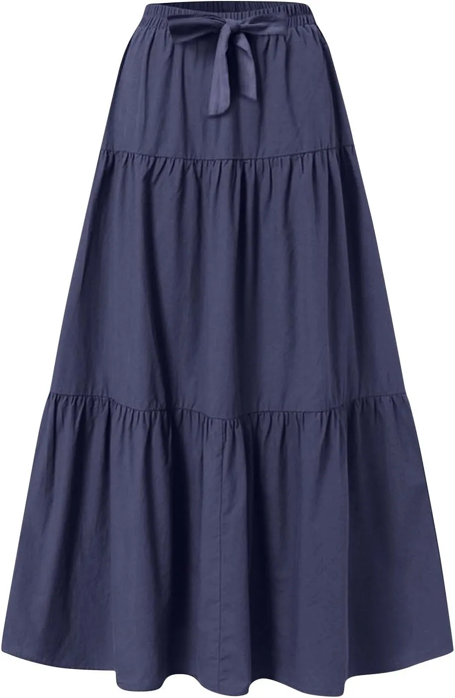 Skirts for Women Trendy Ruffled Summer Plain Color Retro Pleated Skirts Flowy Casual Long Skirt