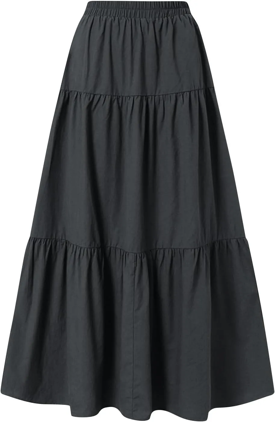 Skirts for Women Trendy Ruffled Summer Plain Color Retro Pleated Skirts Flowy Casual Long Skirt