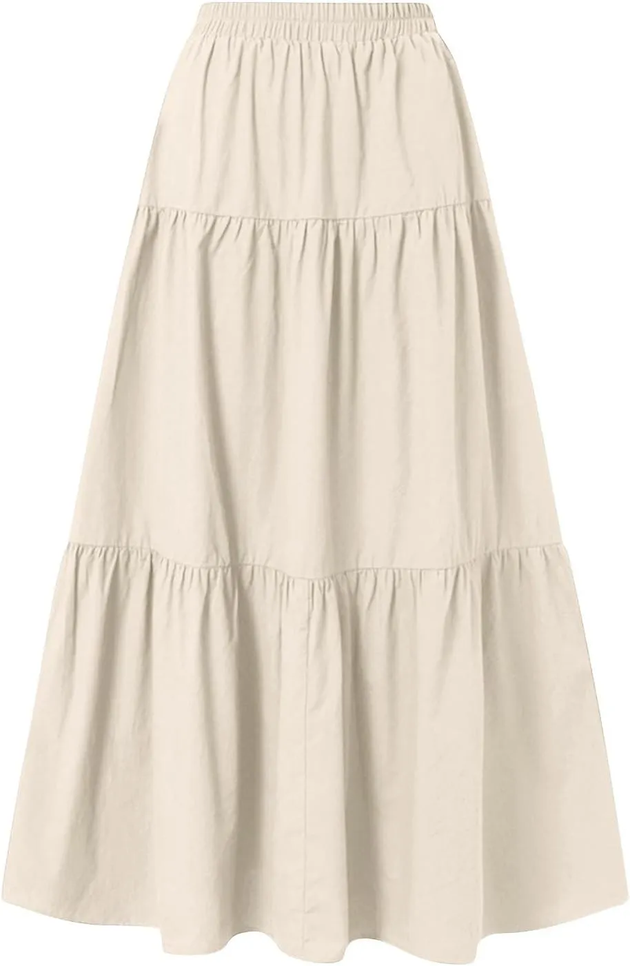 Skirts for Women Trendy Ruffled Summer Plain Color Retro Pleated Skirts Flowy Casual Long Skirt