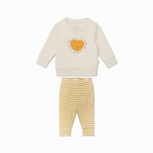 So Loved Sweatshirt & Striped Ribbed Leggings Outfit