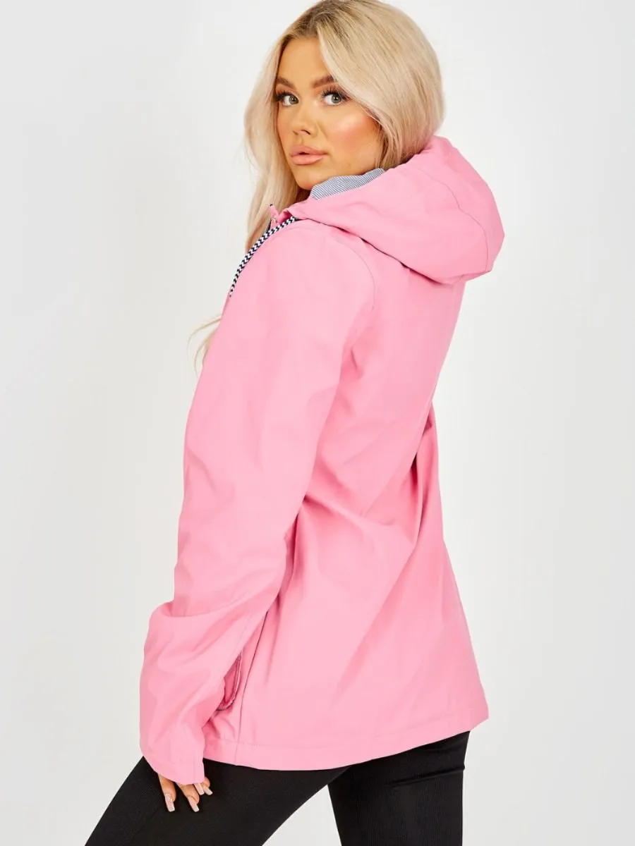 Sonia PU Coated Hooded Rain Mac In Pink