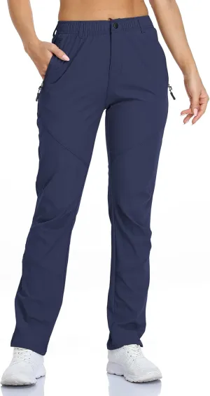 SPOSULEI Womens Summer Lightweight Pants Outdoor Nylon Quick Dry Travel Golf Hiking Sweatpants with Zipper Pockets