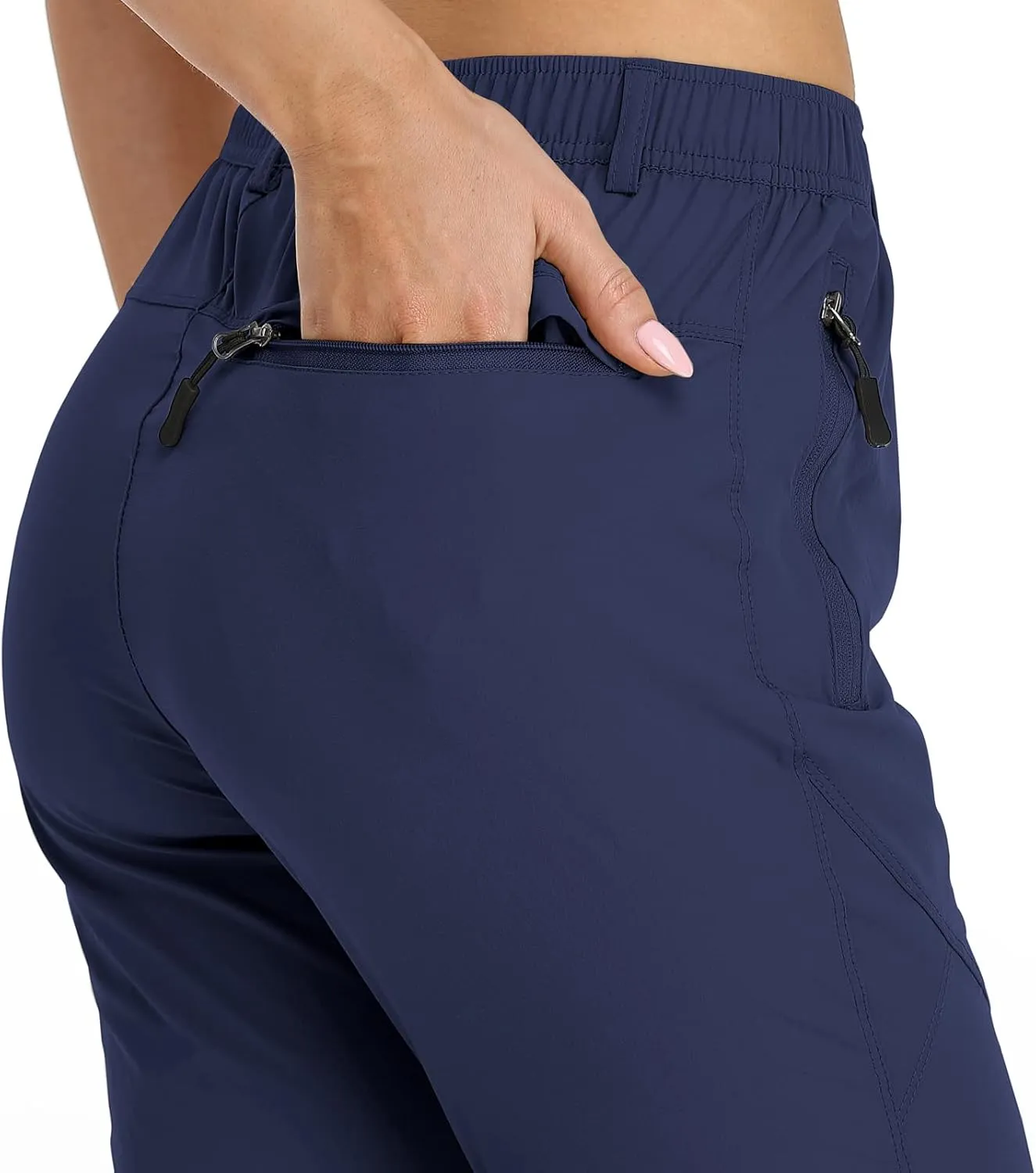 SPOSULEI Womens Summer Lightweight Pants Outdoor Nylon Quick Dry Travel Golf Hiking Sweatpants with Zipper Pockets