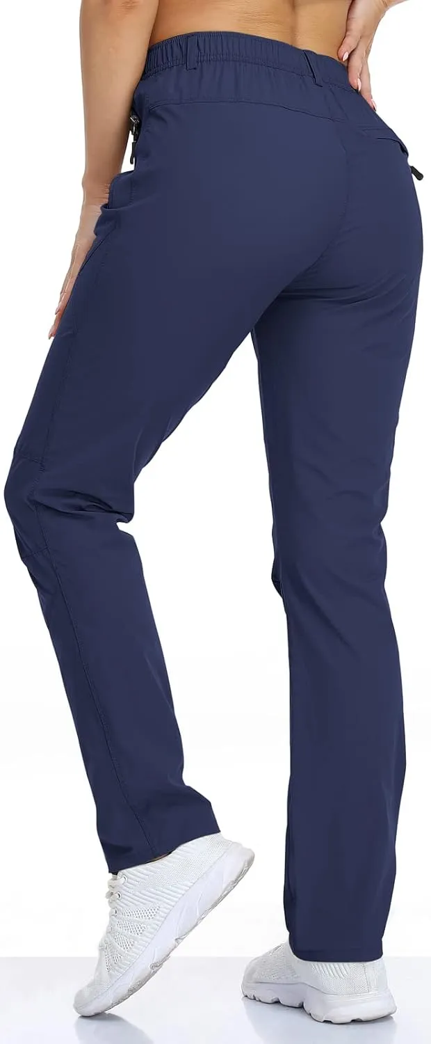 SPOSULEI Womens Summer Lightweight Pants Outdoor Nylon Quick Dry Travel Golf Hiking Sweatpants with Zipper Pockets