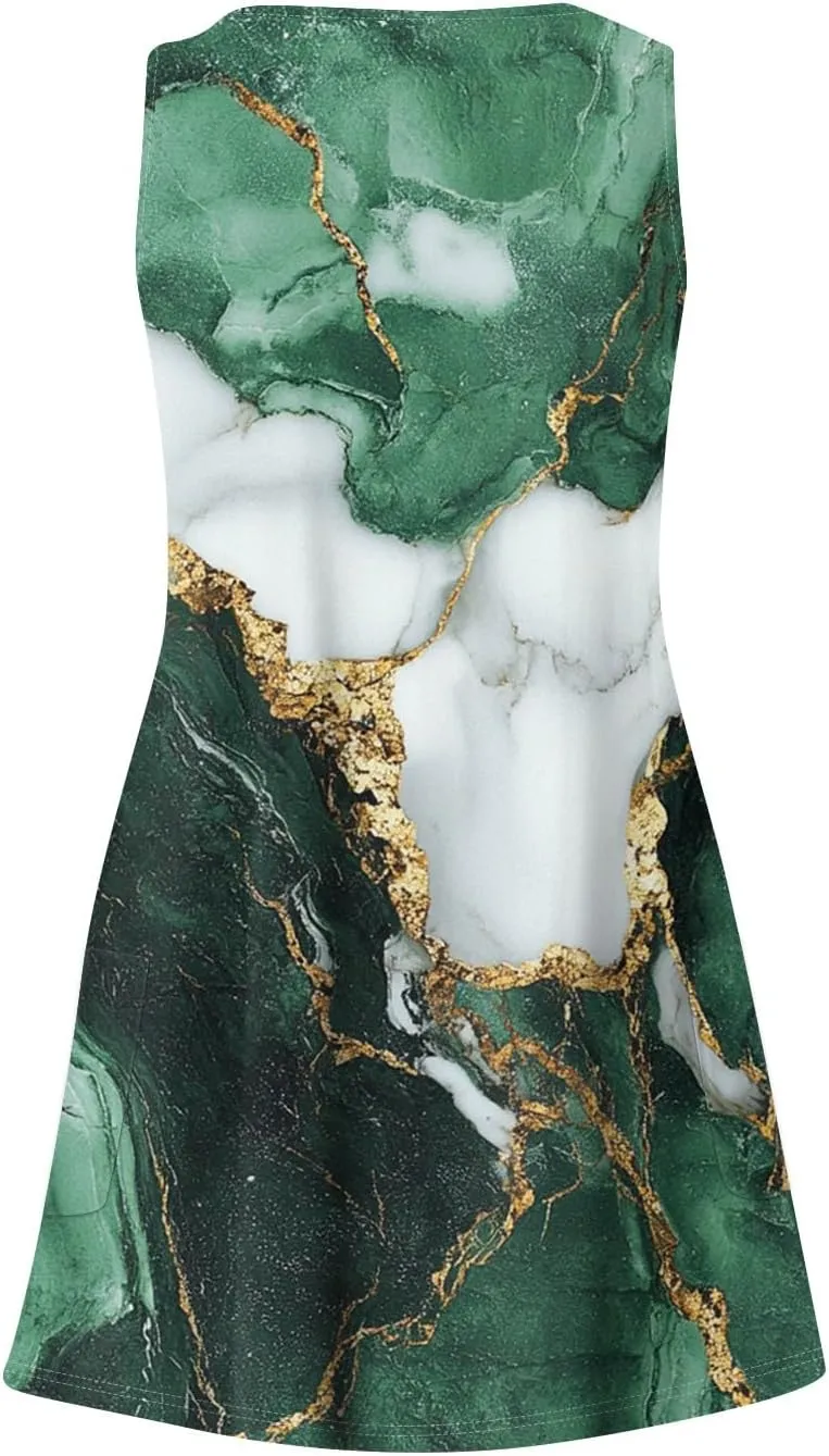Summer Dresses for Women 2025 Sleeveless Loose Sundresses V Neck Boho Beach T Shirt Dresses Casual Floral Tank Dress
