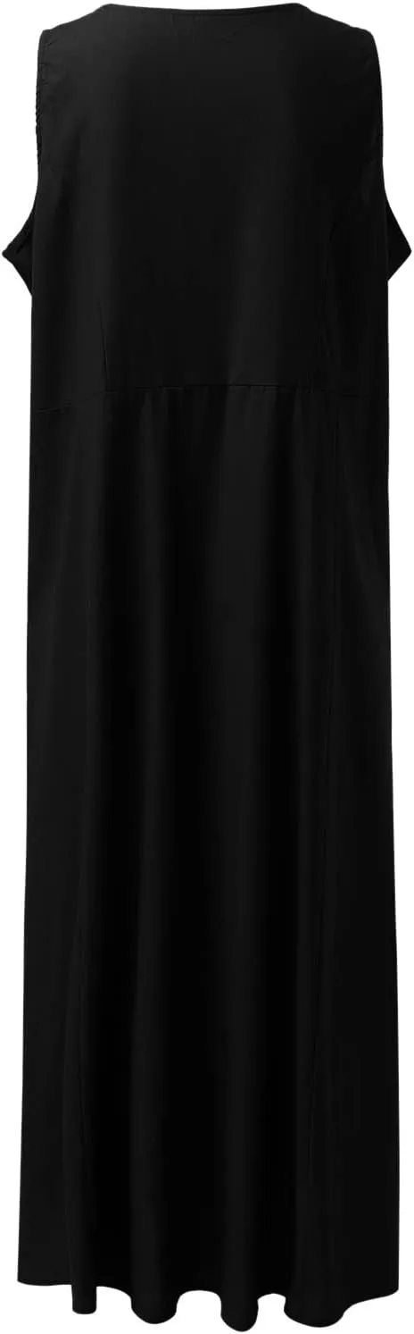 Summer Dresses for Women 2025 Women's Summer Casual Sleeveless Long Maxi Beach Dress Vestido De Lino Loose Cotton