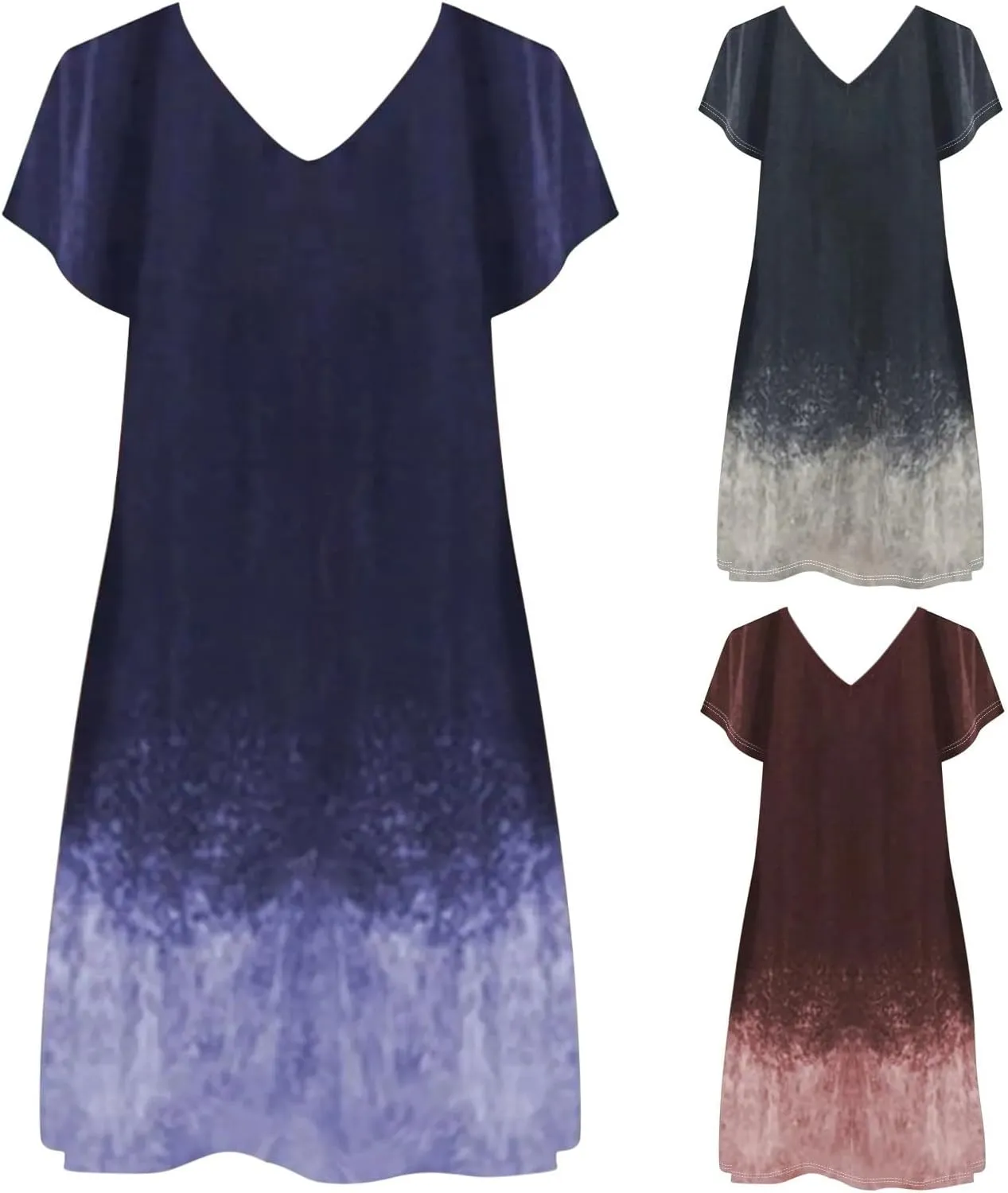 Summer Dresses for Women 2025,Women's Summer Dress Plus Size V Neck Short Sleeve Dresses Boho Floral Printed Dress