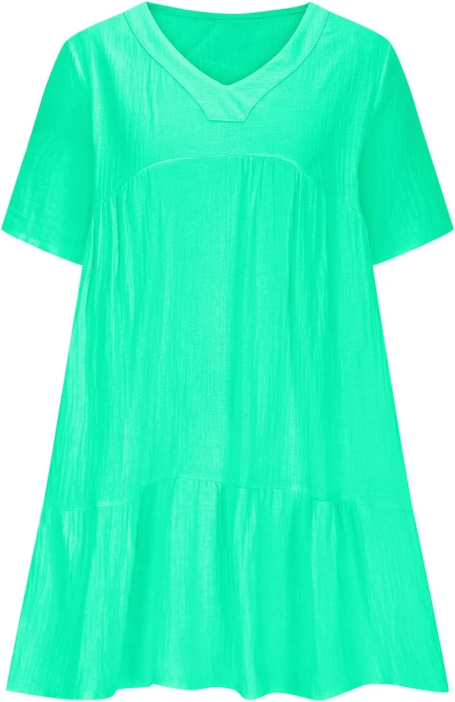 Summer Mini Dress for Women Wedding Guest Dresses Short Sleeve V Neck Beach Vacation Patchwork Sundress with Pockets