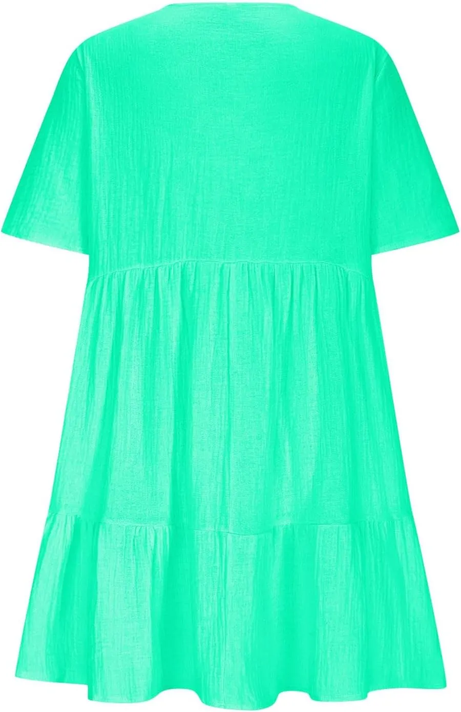 Summer Mini Dress for Women Wedding Guest Dresses Short Sleeve V Neck Beach Vacation Patchwork Sundress with Pockets