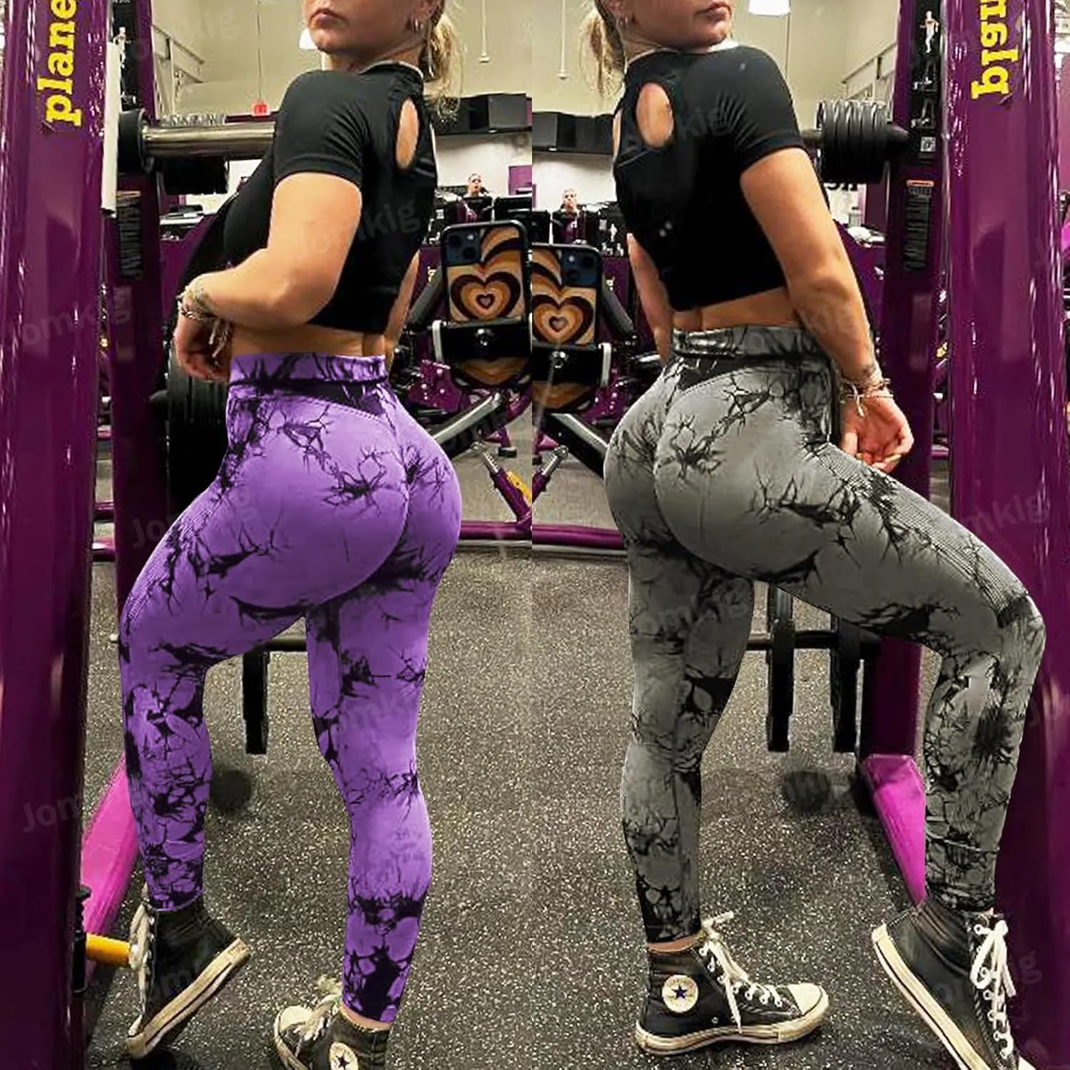 Tie Dye Seamless Leggings for Women High Waist Workout Yoga Pants Scrunch Butt Lifting Compression Tights