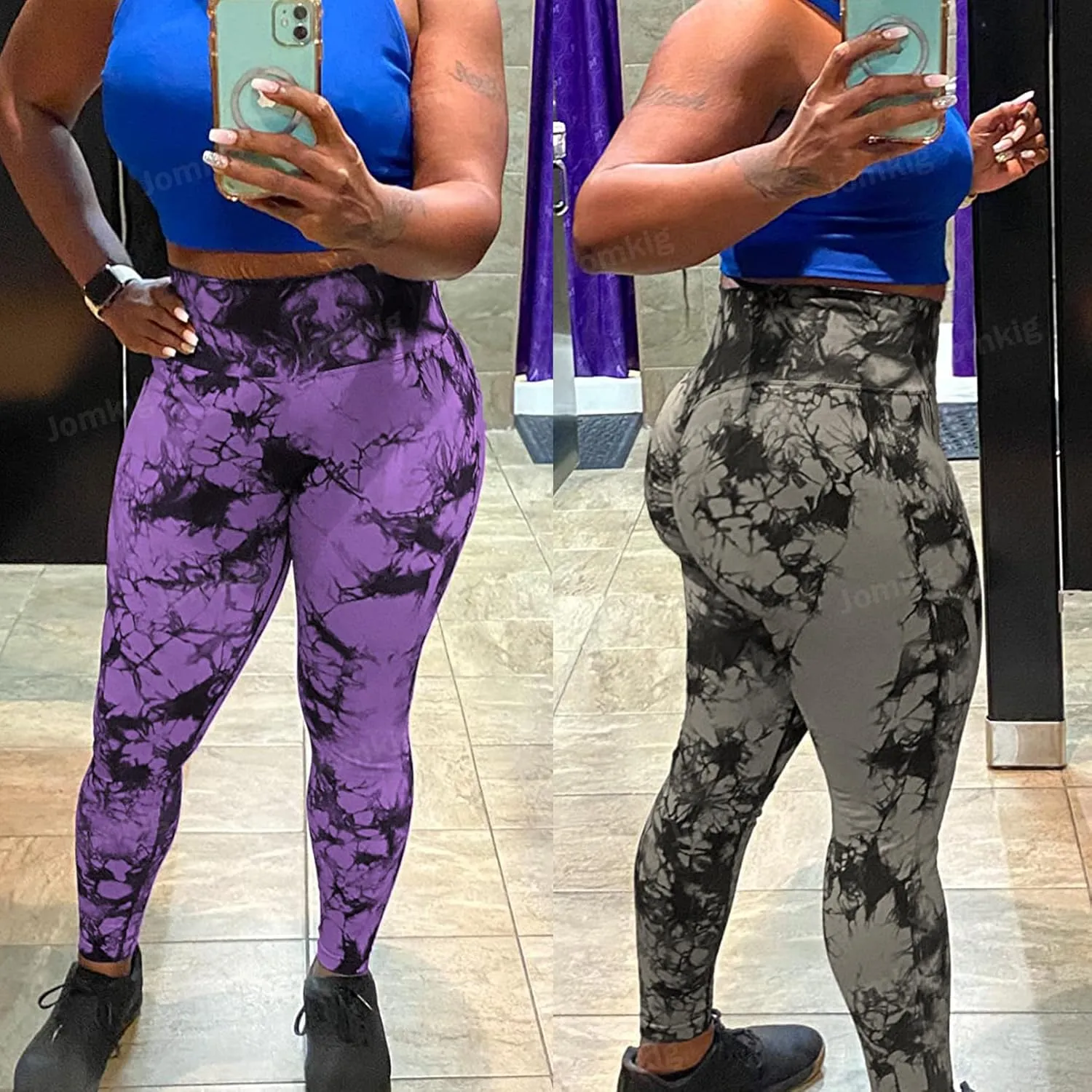 Tie Dye Seamless Leggings for Women High Waist Workout Yoga Pants Scrunch Butt Lifting Compression Tights