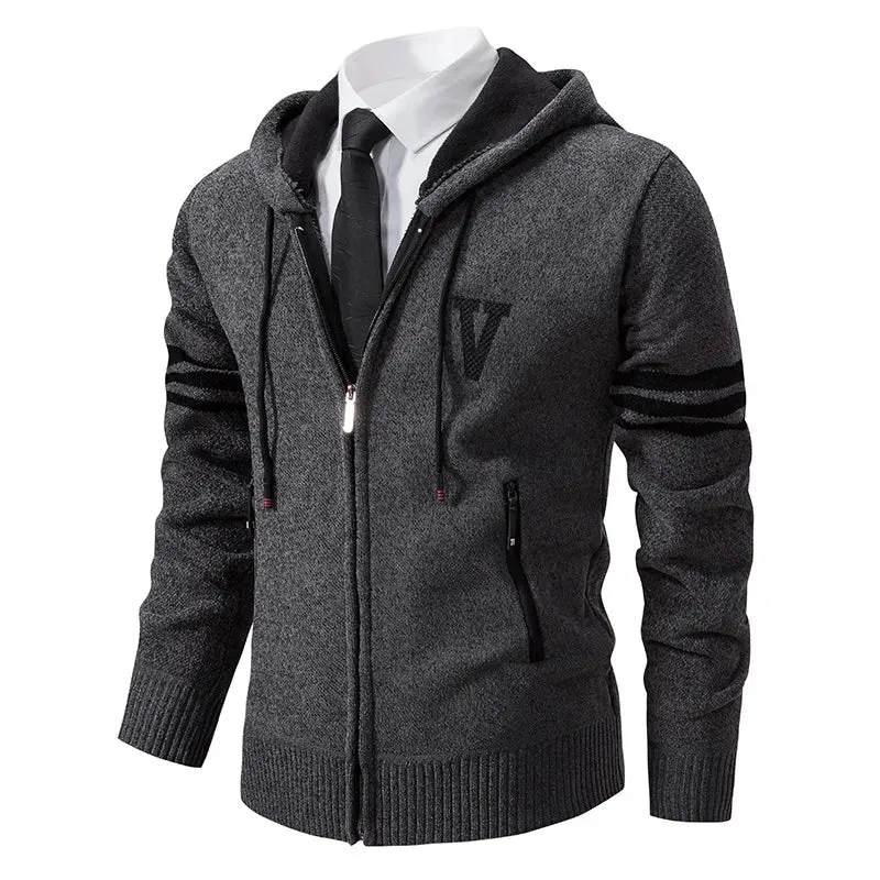 Turn Down Collar Thick Fleece Warm Slim Casual Cardigans Hoodies Coat Jacket
