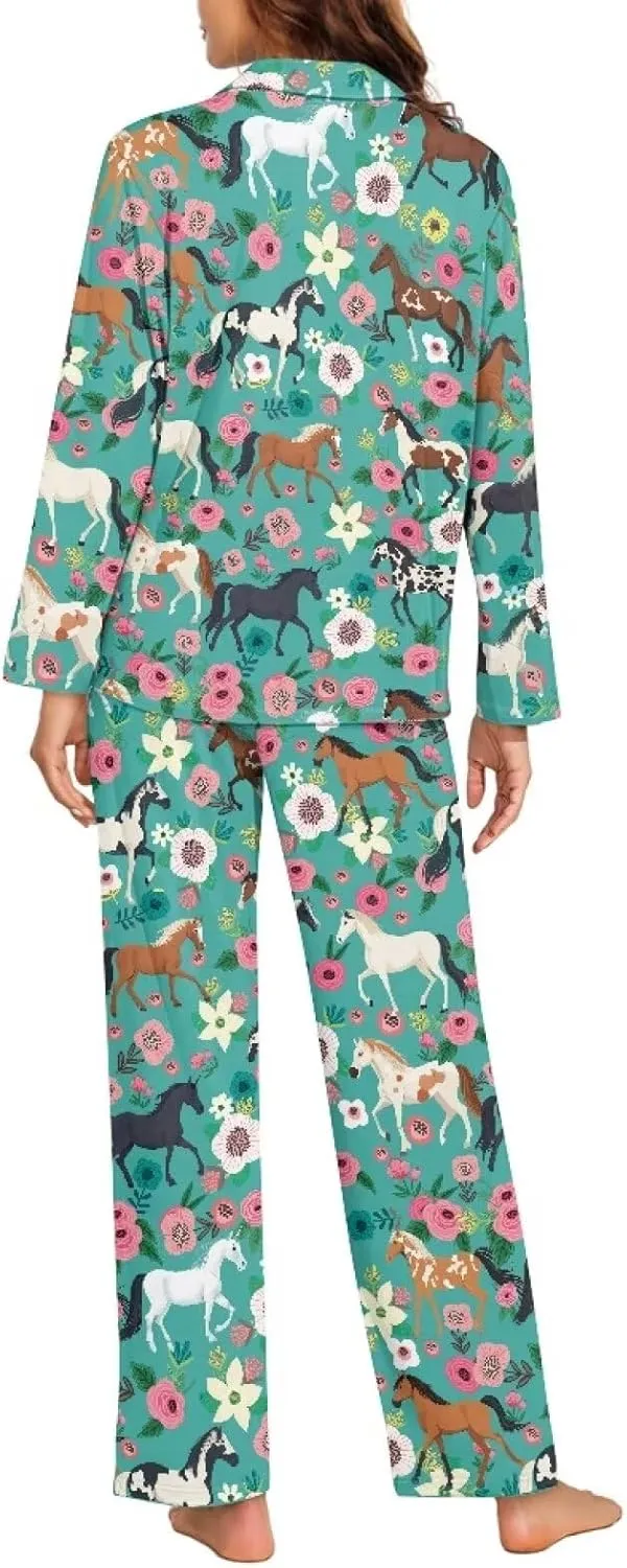 Upetstory Button Down Pajamas Sets for Women Sleepwear Long Sleeve Loungewear