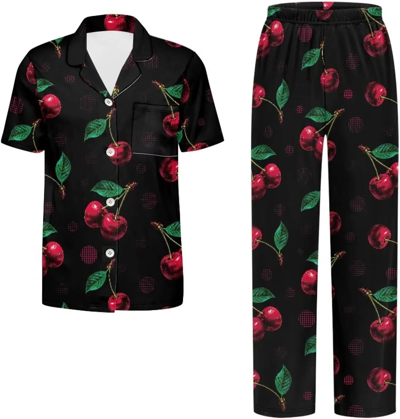 Women Pajamas Sets 2 Piece Short Sleeve Sleepwear Button Down Nightwear with Long Pants Soft Pjs Lounge Set S-XXL