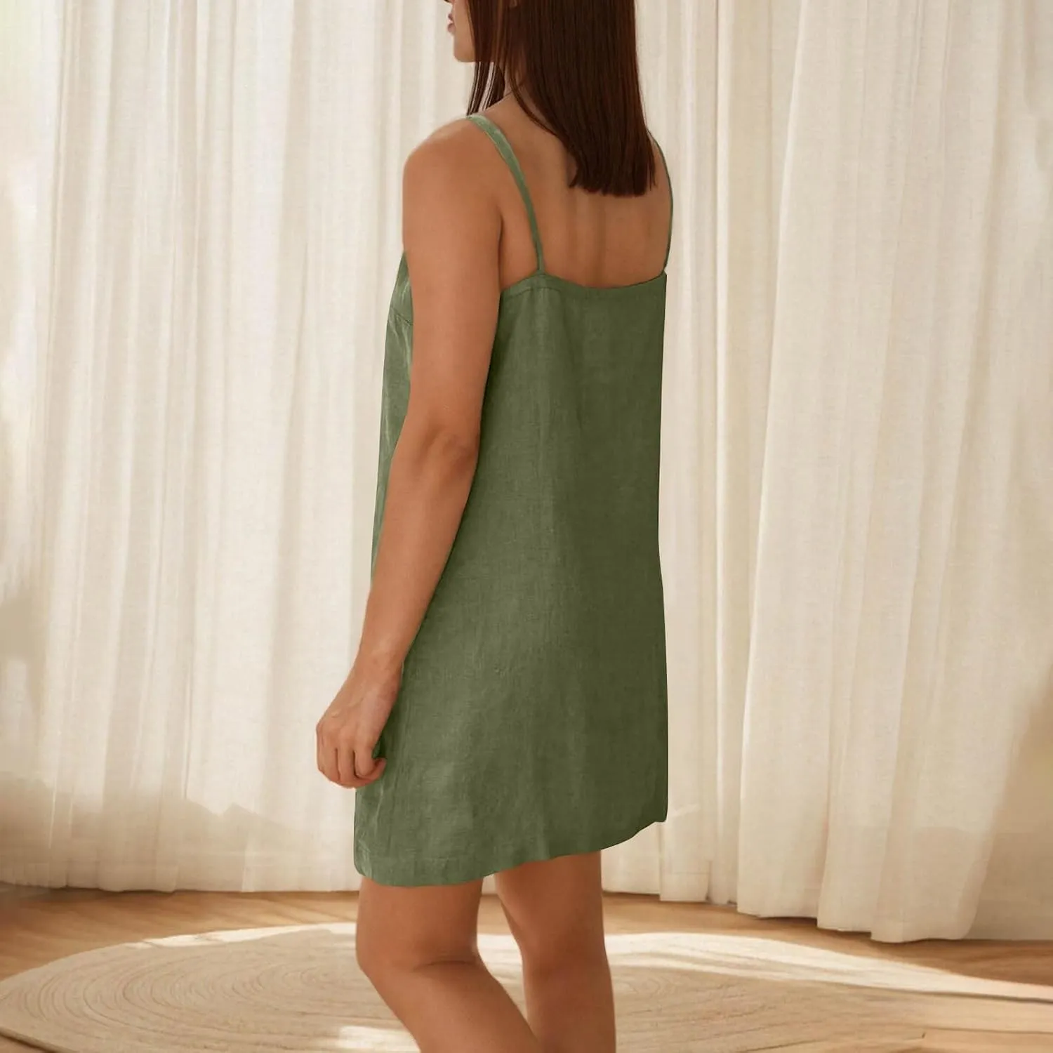 Women's Sleeveless Camisole Dress Summer V Neck Lightweight A-Line Dresses 2025 Casual Loose Comfy Beach Mini Dress