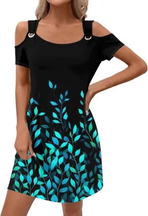 Women's Summer Casual Trendy Sleeveless Halter Striped Polka Dot Floral Print Midi Dress 2025 with Pockets, S-3XL