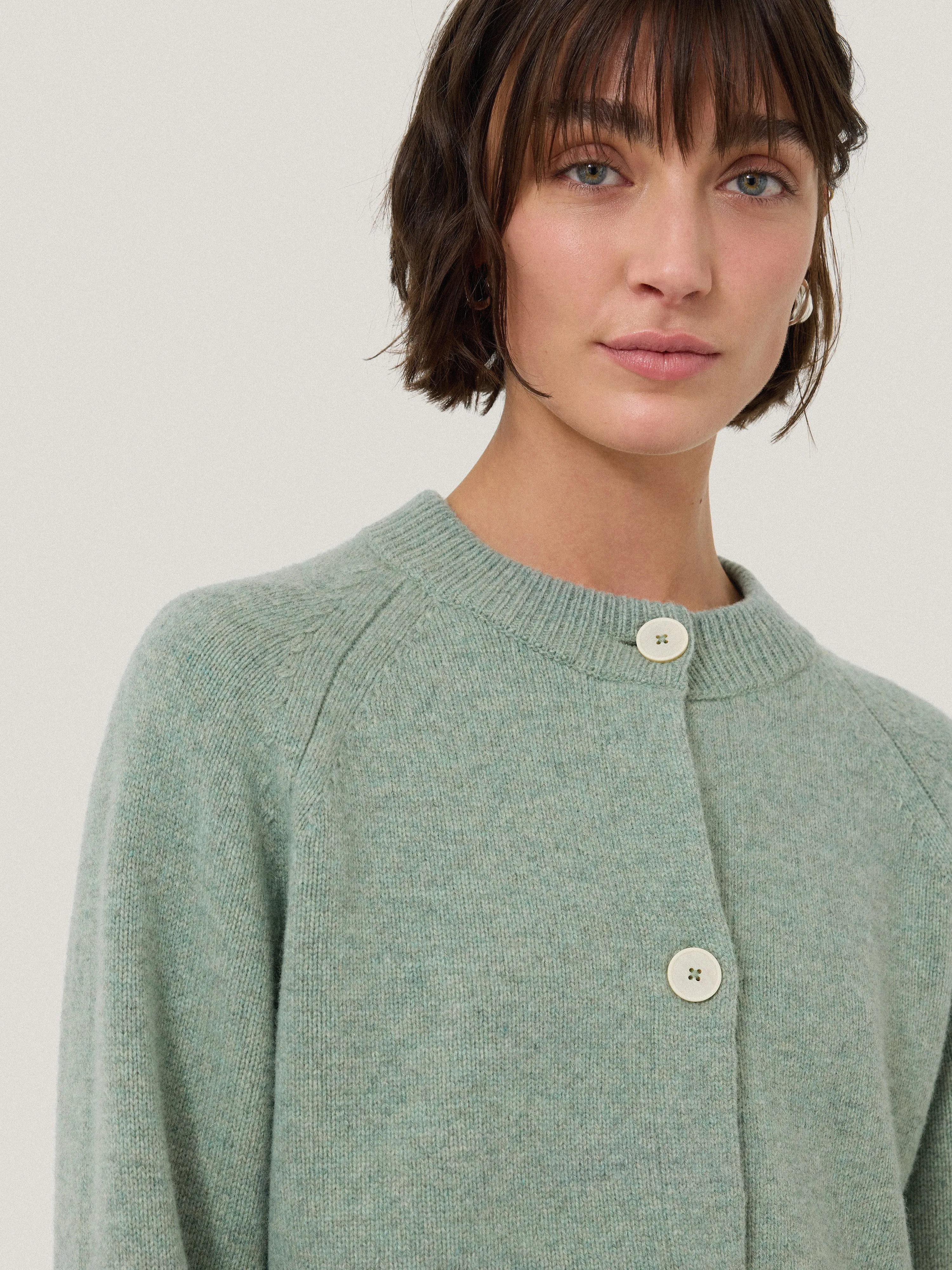 Wool Cropped Cardigan | Mint