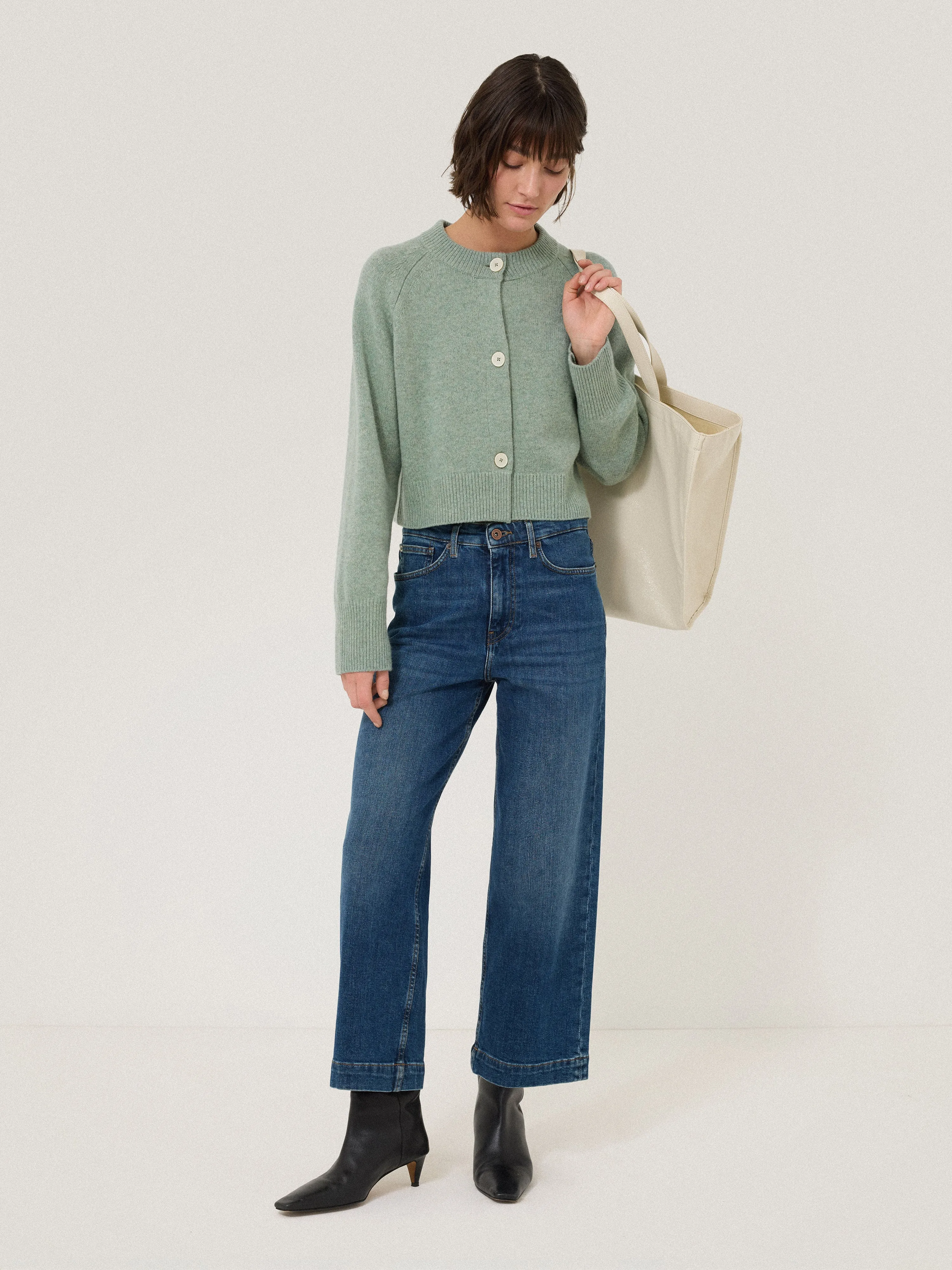 Wool Cropped Cardigan | Mint