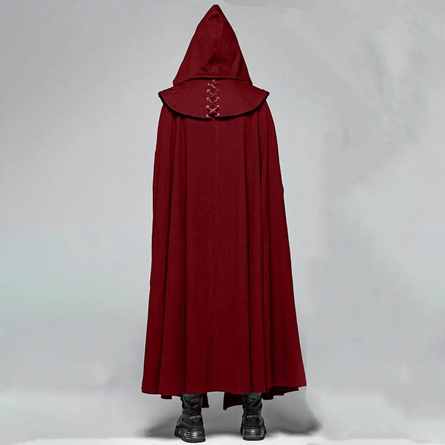 XUNRYAN Adult Mens Templar Knight Cloak Knight Gothic Fancy Dress Hooded Robe Masquerade Medieval Halloween Costume Cape
