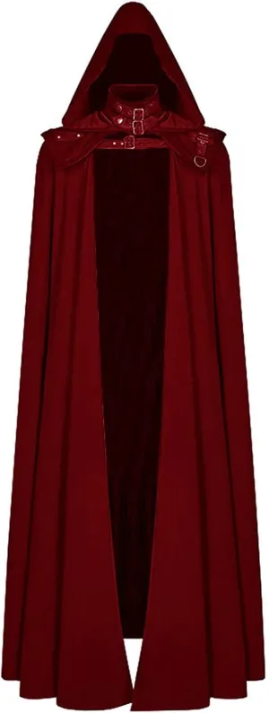 XUNRYAN Adult Mens Templar Knight Cloak Knight Gothic Fancy Dress Hooded Robe Masquerade Medieval Halloween Costume Cape
